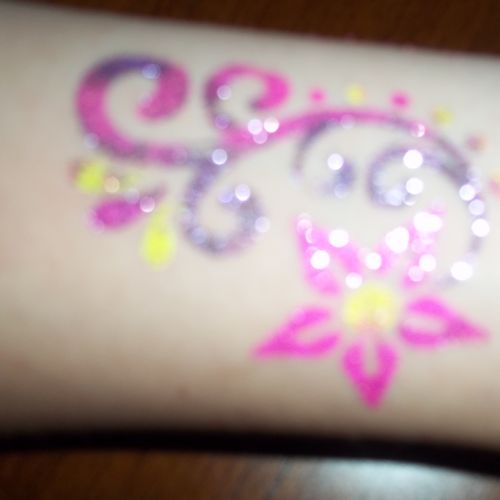 Floral Glitter Tattoo, Temporary Tatoo
