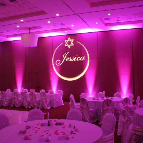 Uplights and Gobo projection for a Bat Mitzvah
