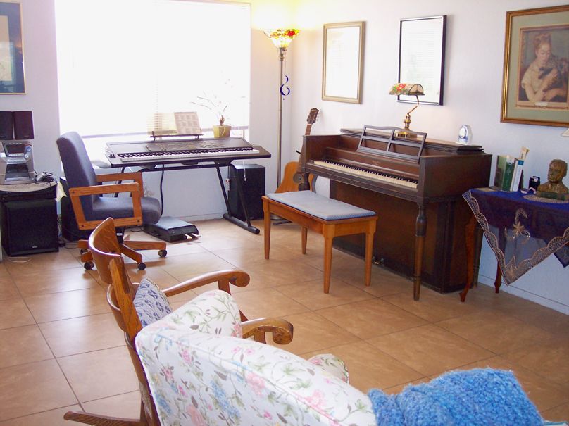 Piano lesson studio in my home. Waiting area for p