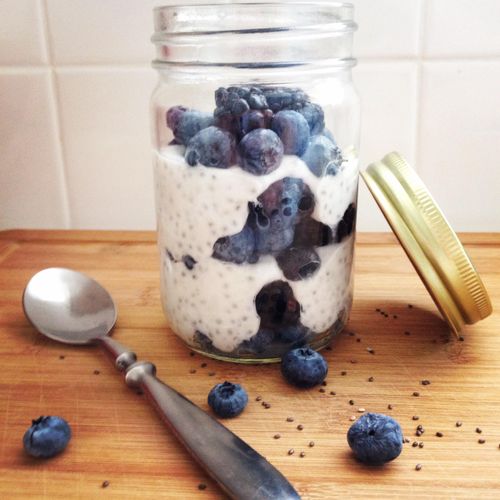 Coconut chia berry parfait for a delicious and sat