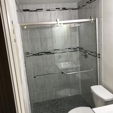 New shower door installation