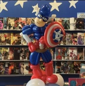 Captain America display at a comic book shop