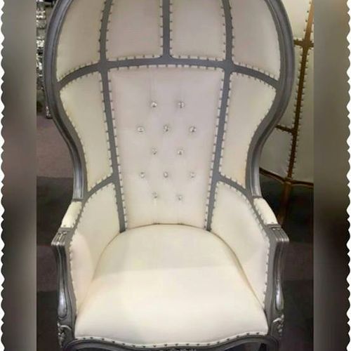 canopy chair rental in silver and white 5ft ht and