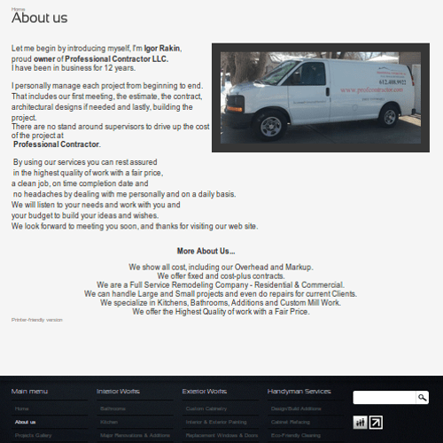 Web Portfolio for Full Service Remodeling Company 