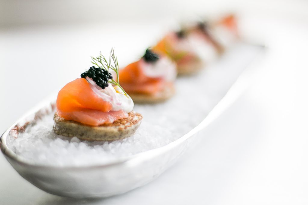 Buckwheat & potato blini with lox & creme fraiche