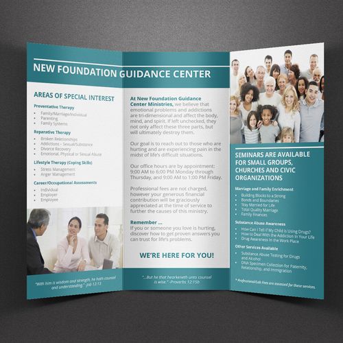 Trifold for a new counseling center in San Antonio