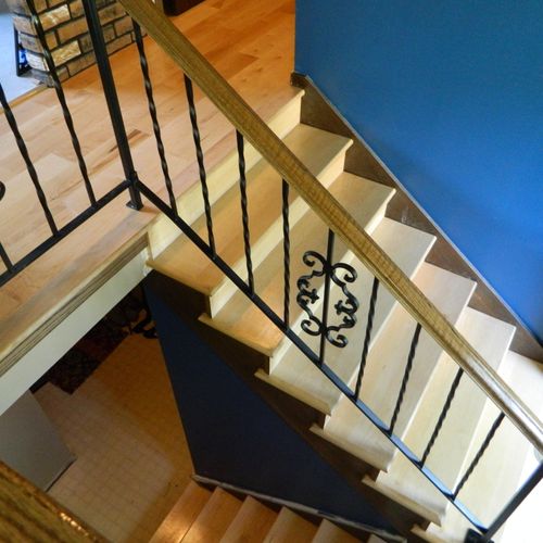 Maple Stair System with new hand rail and spindles