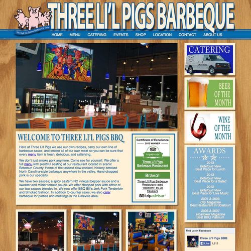 Website Design for Three Li'l Pigs BBQ in Dalevill