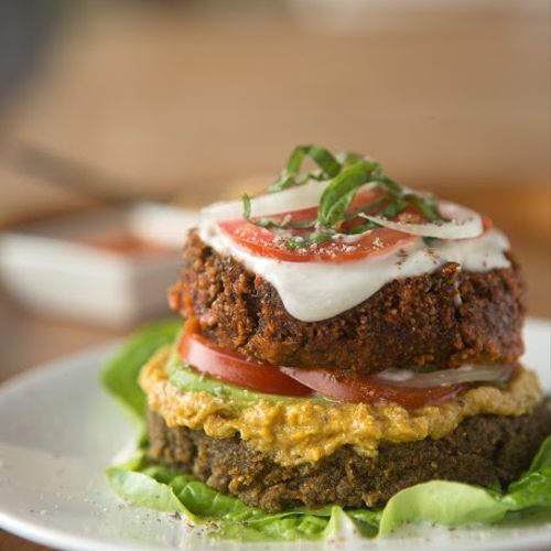 Completely gluten free, raw, vegan burger with hom