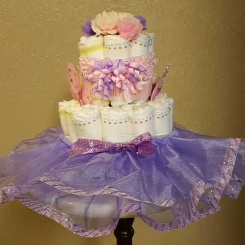 Purple Tutu Diaper Cake