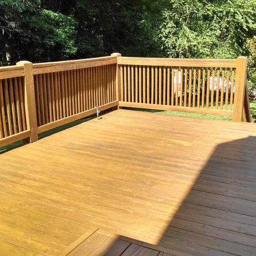 Deck refurbished May 2014. Deck cleaned and loose 