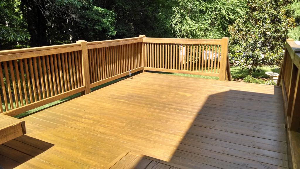 Deck refurbished May 2014. Deck cleaned and loose 