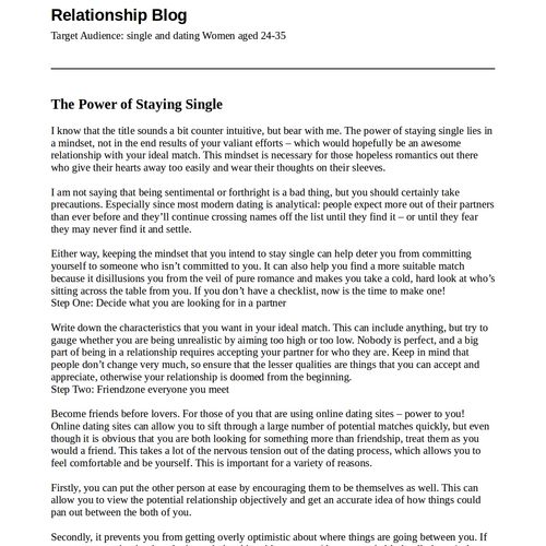 Relationship Blog