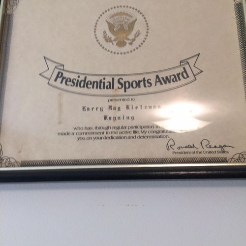 Presidential 
sports award for running/fitness