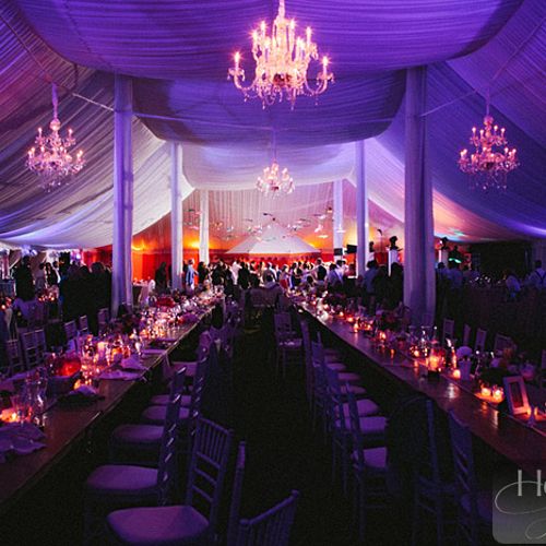 Interior tent with Liner and Chandeliers