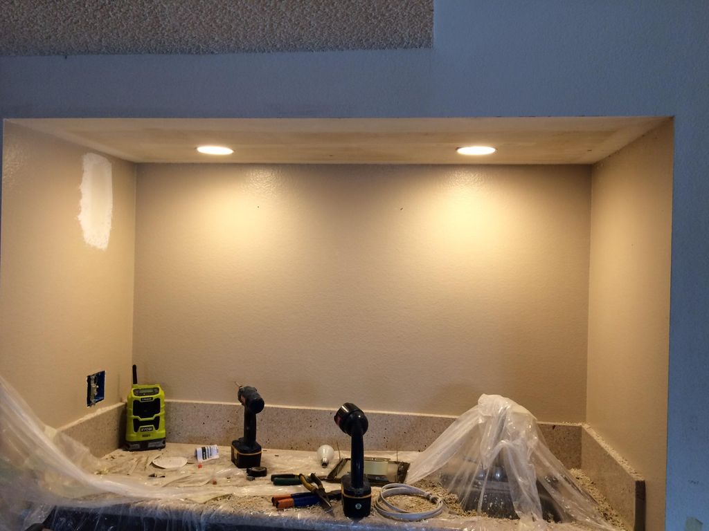 2 3inch recessed led lights above bar area where t