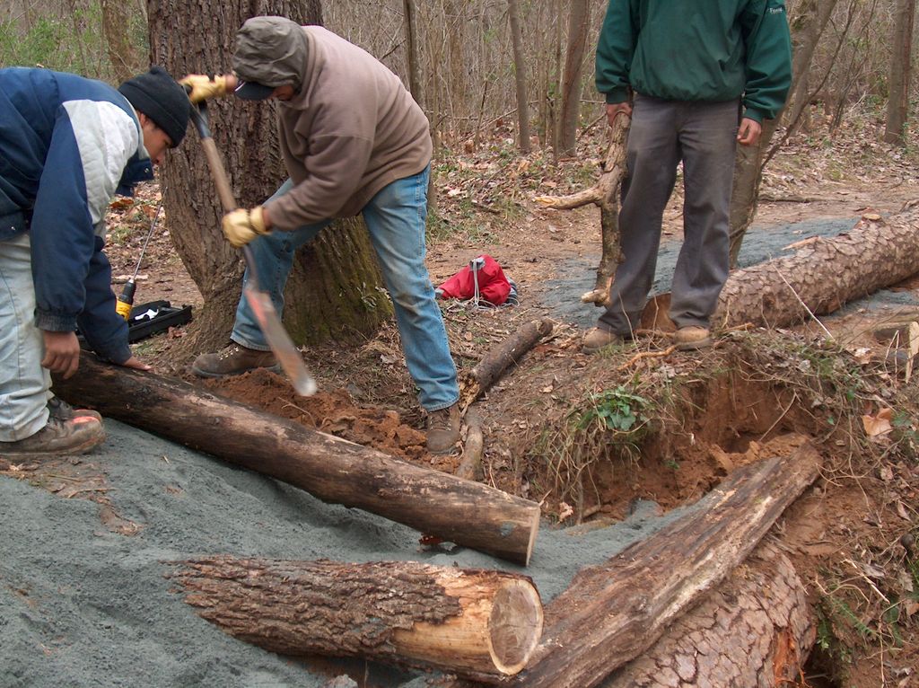 Building a retaining wall along the Chattahoochee 