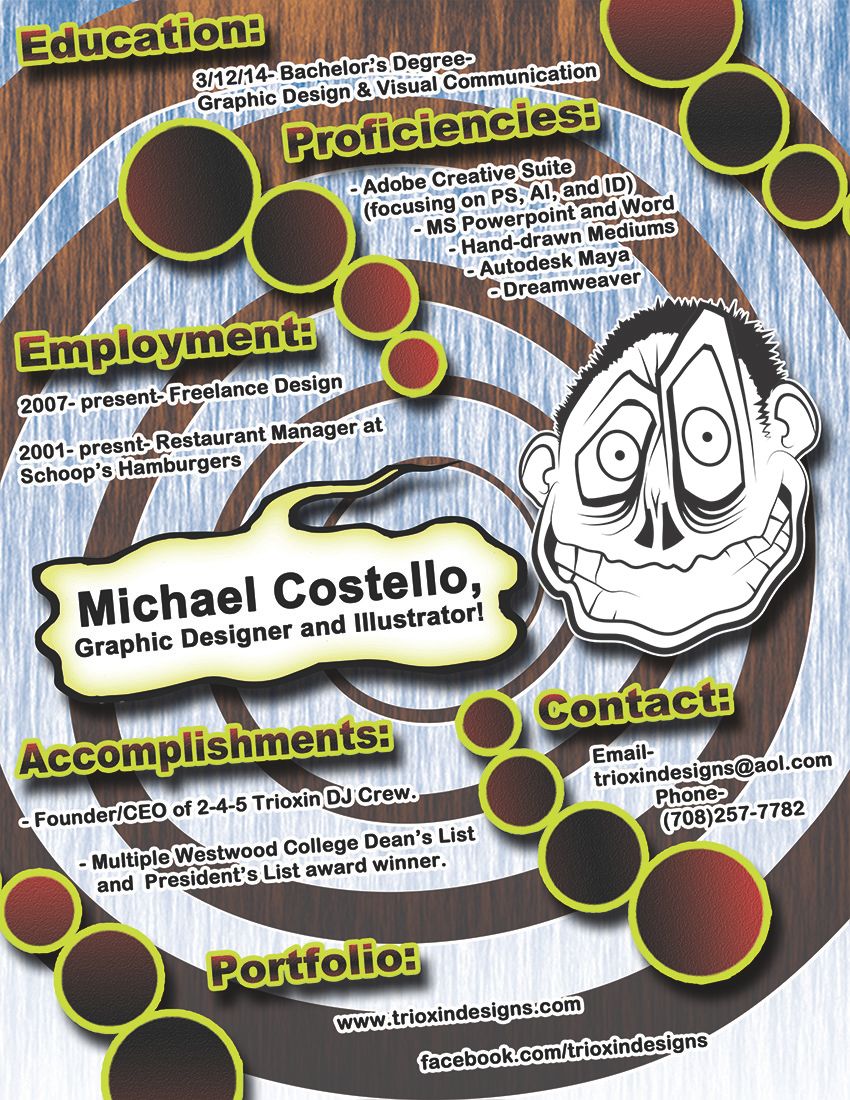 My current resume. This I think is a good example 