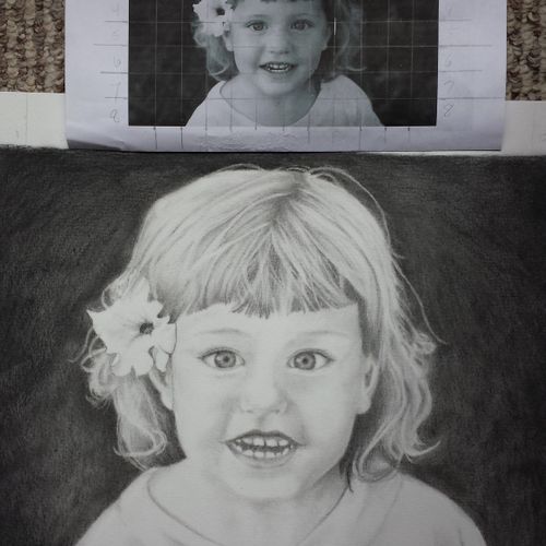 Graphite, charcoal realistic portrait
