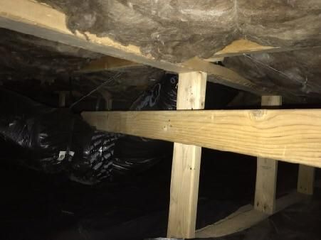 Cripple wall bracing fell and was resting on the f