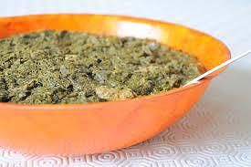 Pondu ( cassava leaves cooked with eggplants and c