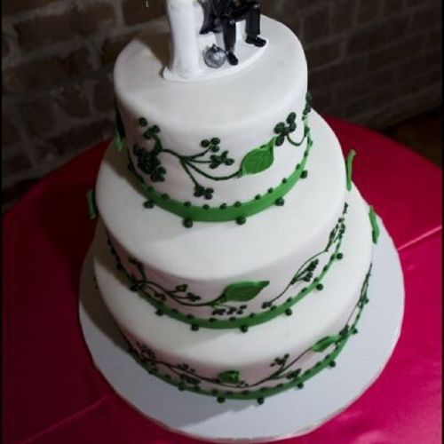 3 Tier Green White Chocolate Leaves-Wedding Cake