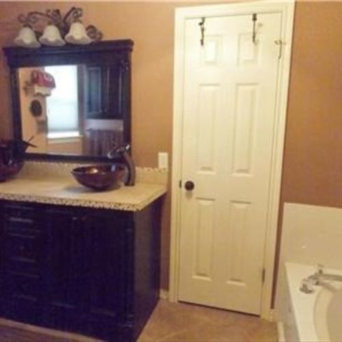 Master bath. Paint and installed new cabinet. Also