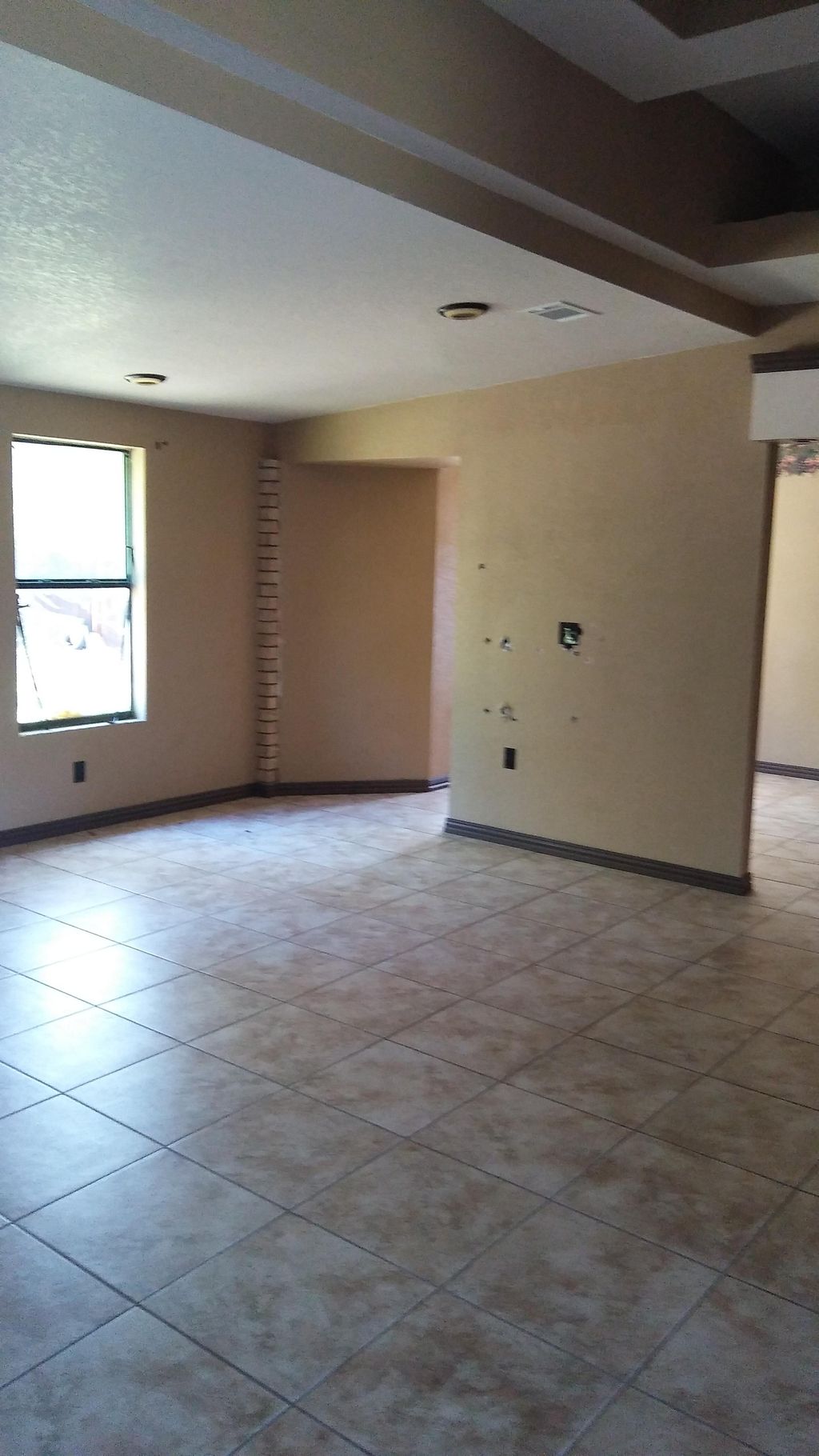 ceramic tile, texture, trim and paint done.