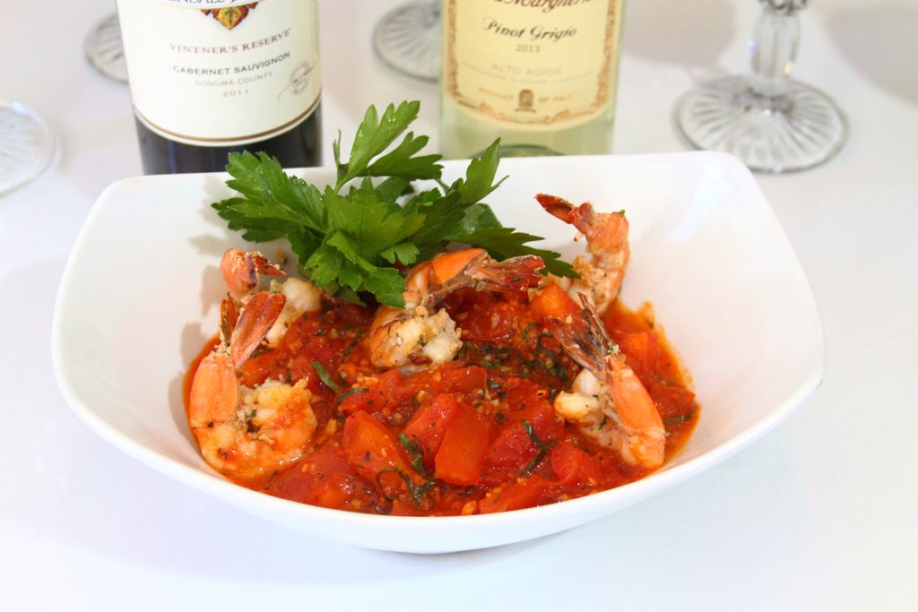 Shrimp Fresh Tomatoes and Basil over Angel Hair