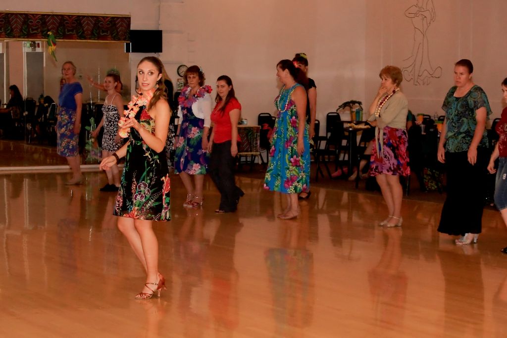 Teaching Samba at the USA Dance Luau Fundraiser