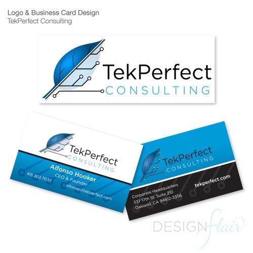 A logo and business card design for an IT company.
