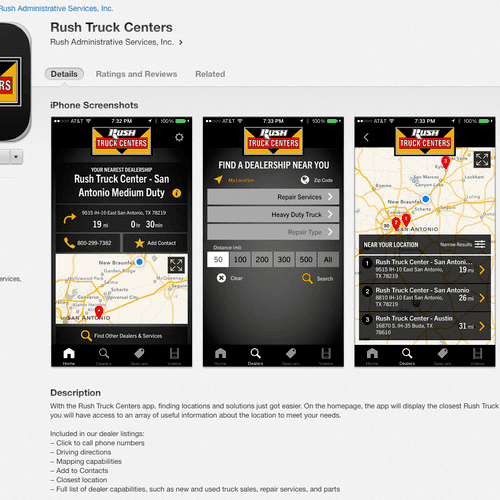 This is a mobile app I helped design for Rush Truc