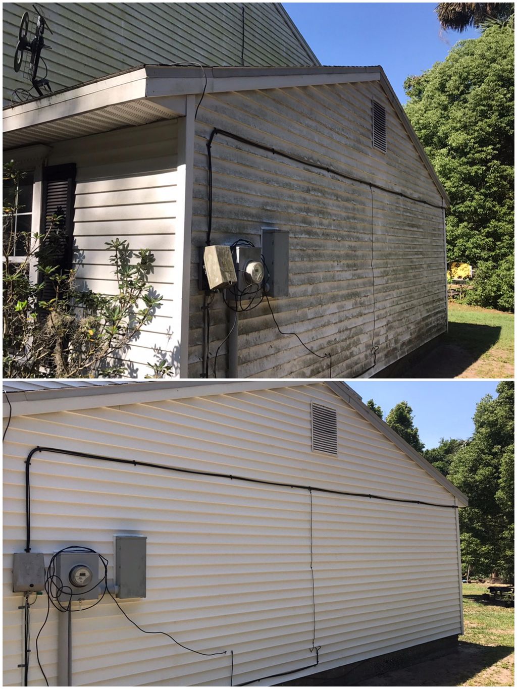 House wash before/after with Vinyl Siding mold and