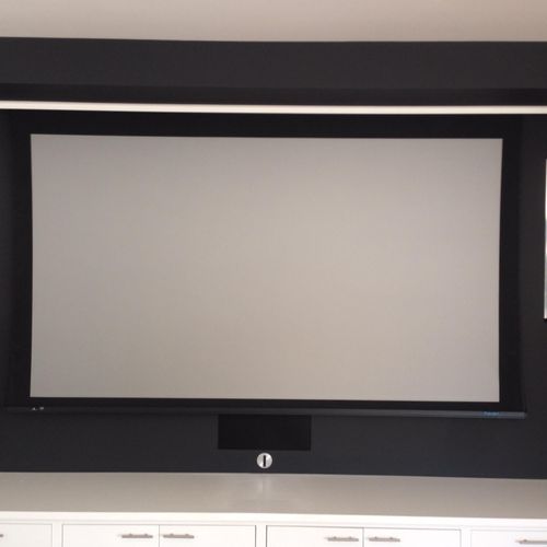 110" Recessed motorized projection screen by Stewa