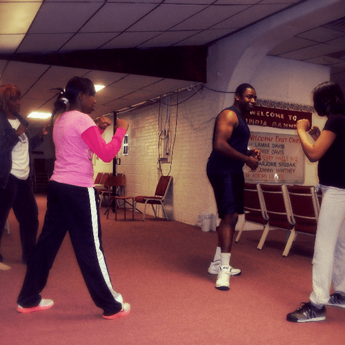 Teaching our awesome basic class of self-defense t