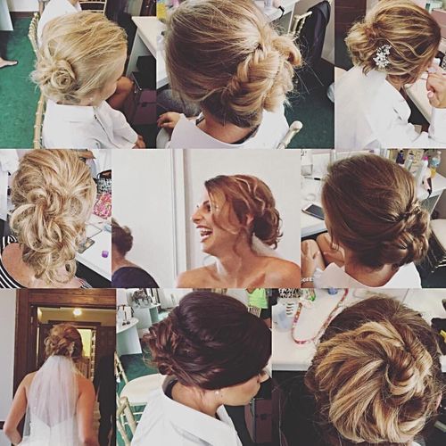 Wedding party hair collage