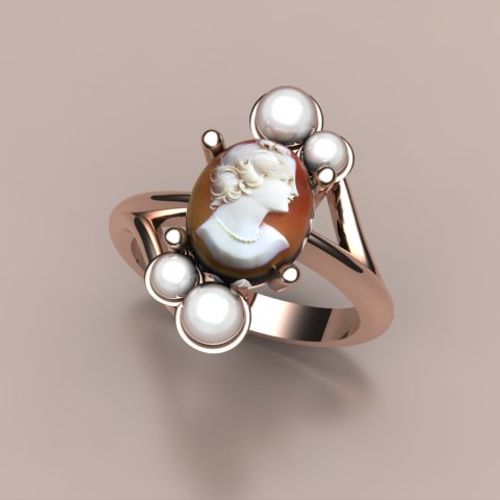 Cameo Ring with Pearls