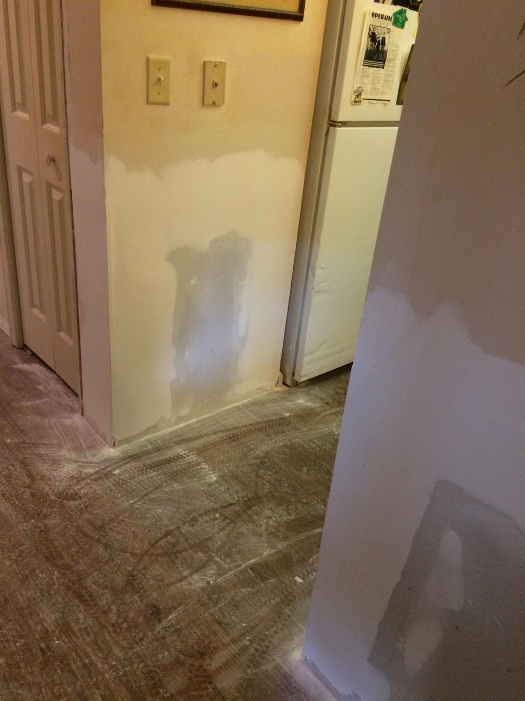 Mid-way through repairing drywall