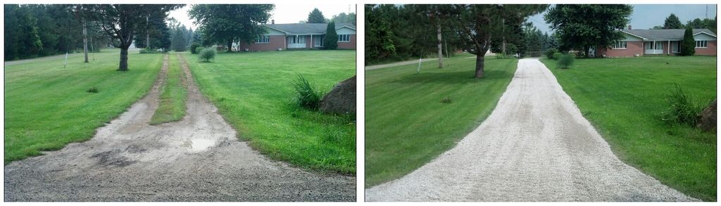Limestone Gravel Driveway before and after.