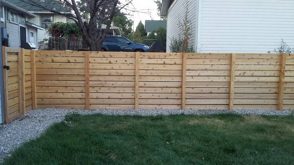 red wood horizontal fence