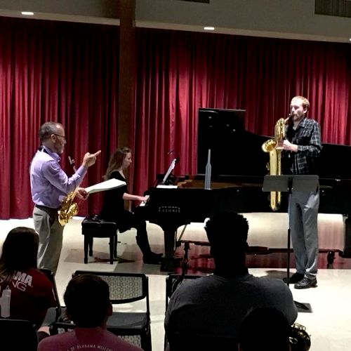 Performing in a saxophone master class with Joe Lu