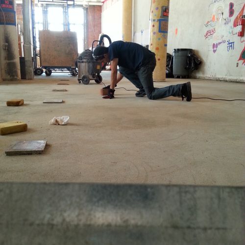 sanding the floors