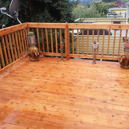 Deck replacement with 5/4 tight knot cedar planks