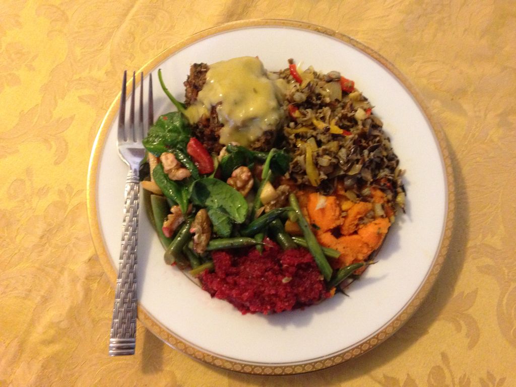 ThanksGiving Dinner with "NutLoaf" wild rice, Swee
