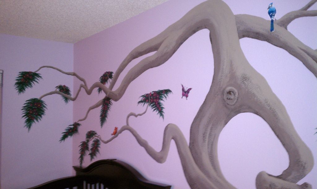 Nursery mural with a enchanted forest theme  uniqu