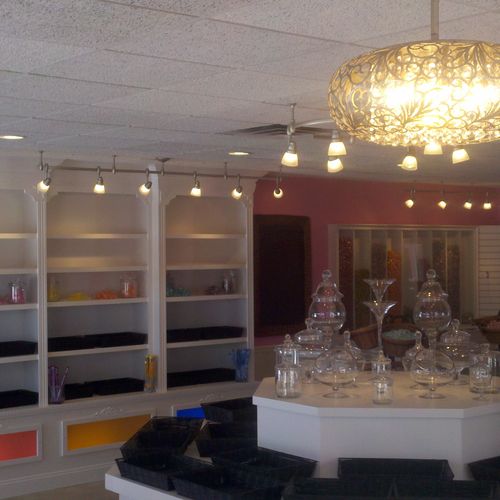 Custom display fixtures built on site at candy sho
