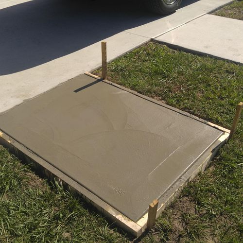 Newly poured generator pad
