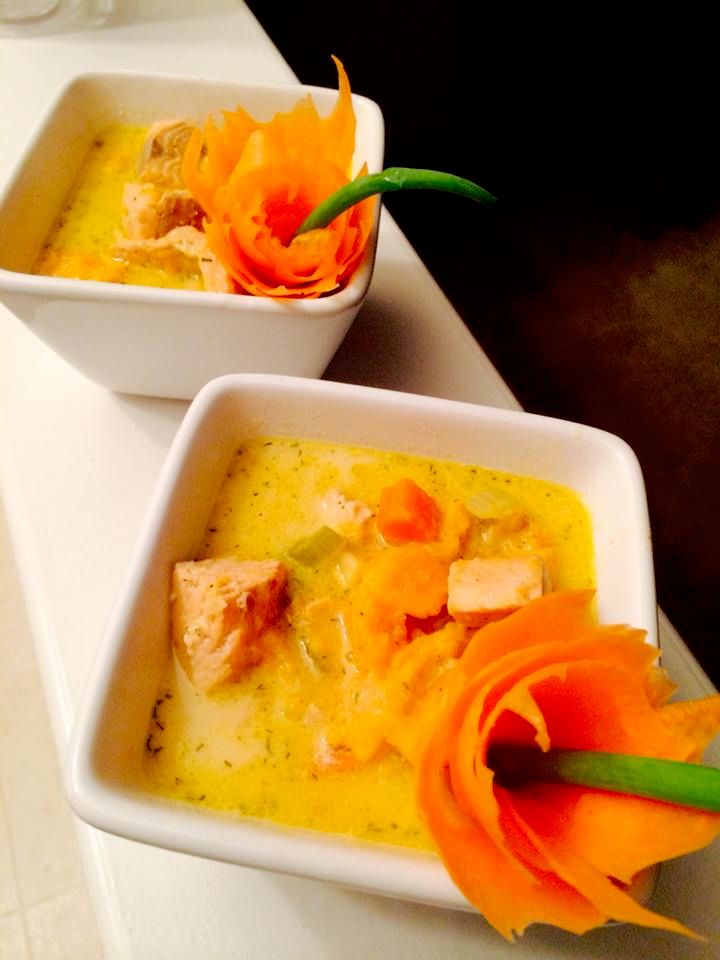 Cajun Salmon & Sweet Potato Chowder