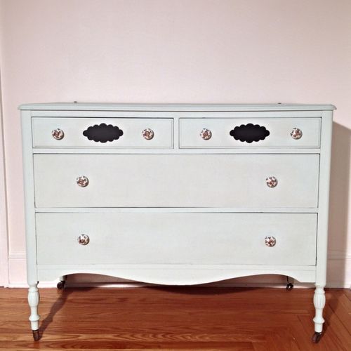 This Sheraton style dresser is refinished in a cha
