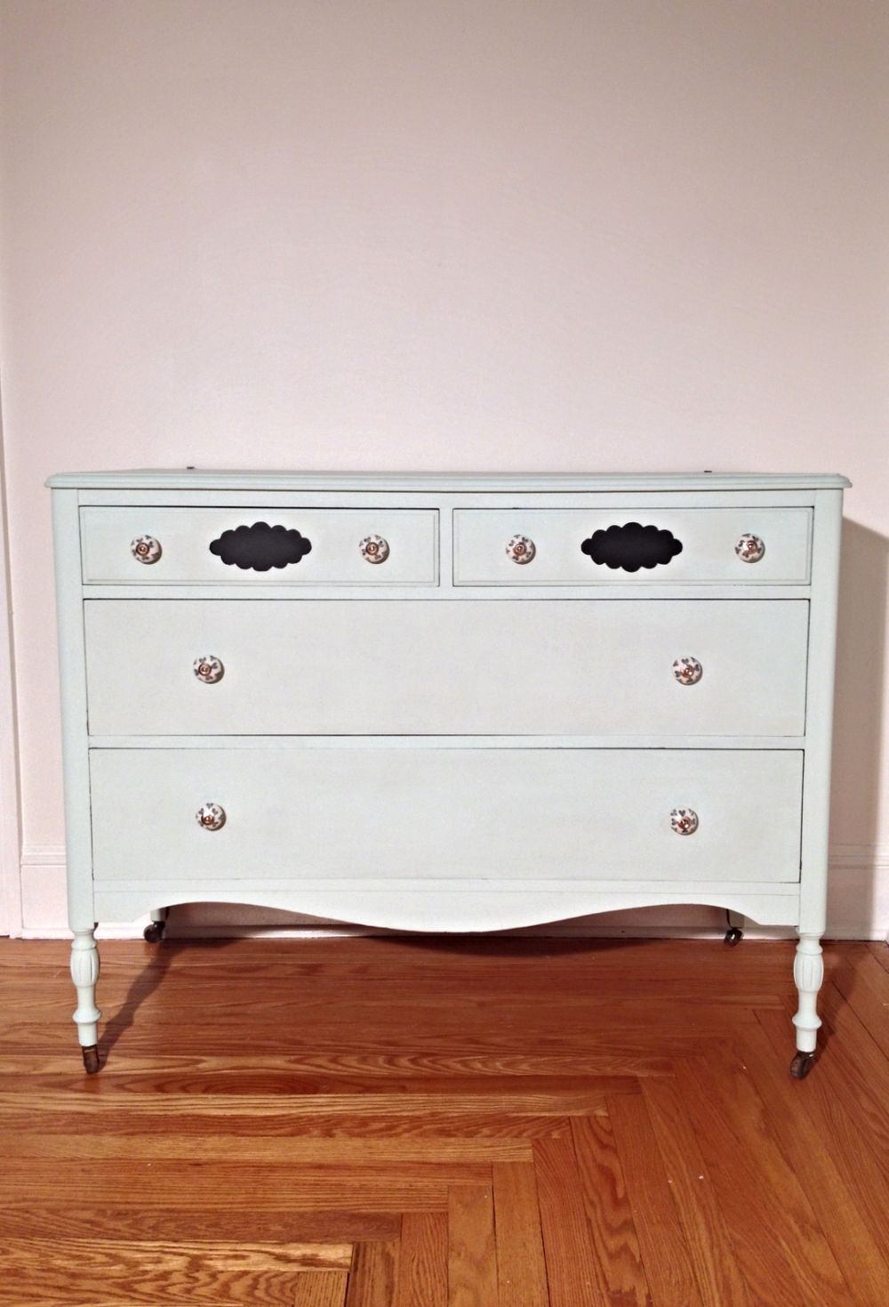 This Sheraton style dresser is refinished in a cha